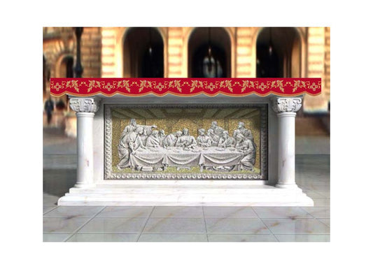 Altar Valances Vine and Cross design sold by the meter. Imported from Italy.
