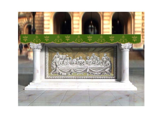 Altar Valances IHS with Ears of Wheat design sold by the meter. Imported from Italy. 