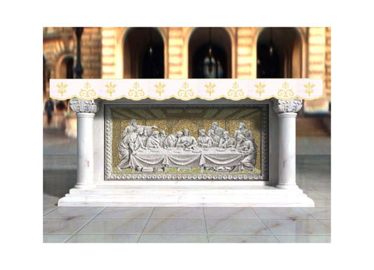 Altar Valances IHS with Ears of Wheat design sold by the meter. Imported from Italy. 