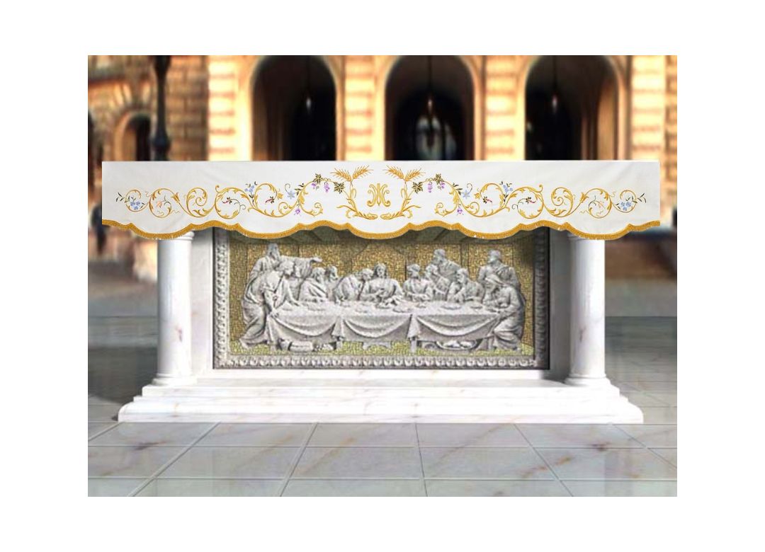 Altar Valances sold by the meter. Imported from Italy. Fully lined and finished with a gold fringe