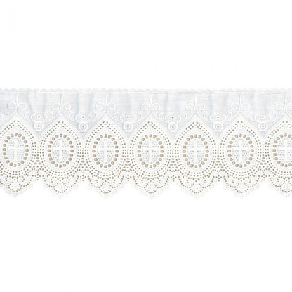 Altar Valance Scalloped Lace with crosses. 50% Linen and 50% Cotton. Made in Italy