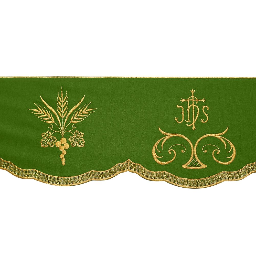 Altar Valances IHS with Ears of Wheat design sold by the meter. Imported from Italy. 