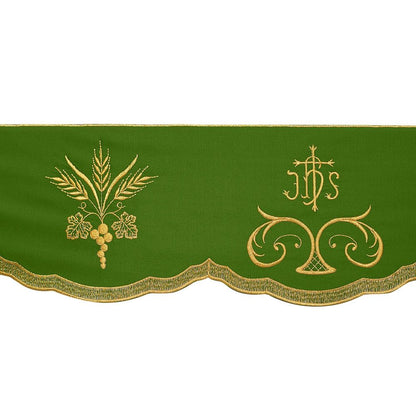 Altar Valances IHS with Ears of Wheat design sold by the meter. Imported from Italy. 