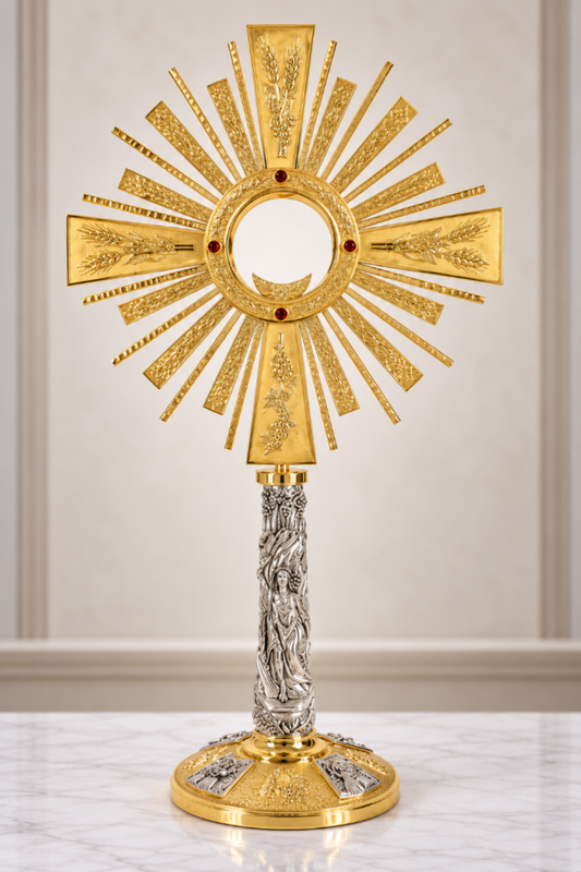Monstrance with Risen Christ and Grapes and Stalk of wheat