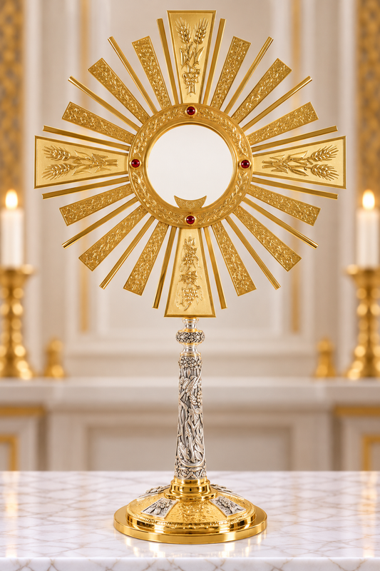 Monstrance with the Risen Christ and Large Host