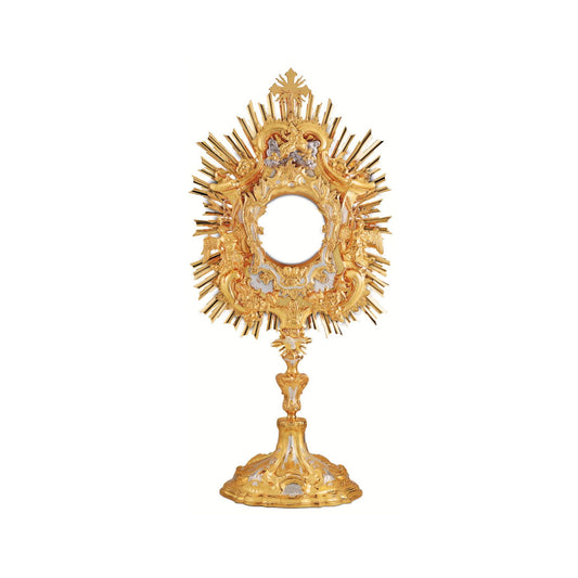 Baroque Monstrance Made in Poland Brass Gold Plated Style 425.  Sold by The Clergy Store