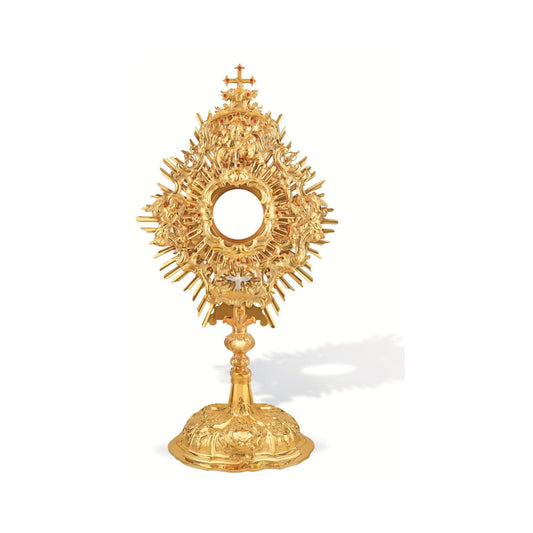 Baroque style monstrance brass gold plated made in Poland and sold by The Clergy Store
