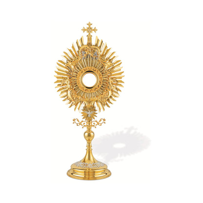 Baroque Monstrance Made in Poland Brass Gold Plated Style 466.  Sold by The Clergy Store