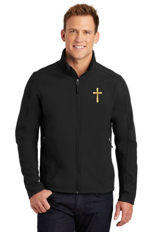 All weather clergy jacket with gold embroidered cross. Perfect for Priest or Deacons Black. Sold by The Clergy Store