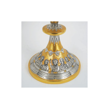 Chalice with chiseled  Last Supper motif and Thorns in a Bi-Color finish