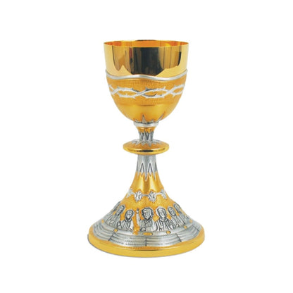 Chalice with chiseled  Last Supper motif and Thorns in a Bi-Color finish