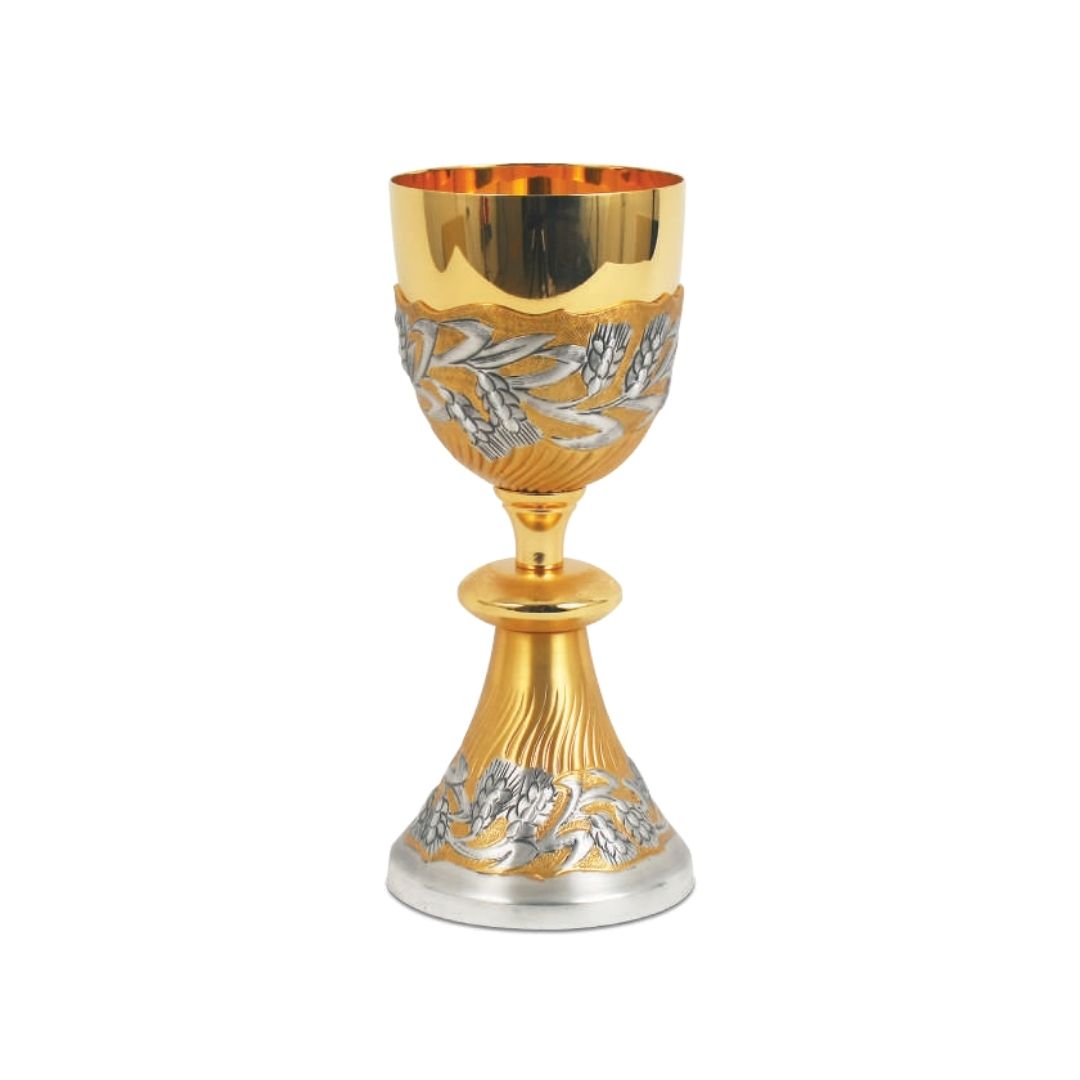 Silver or Bi-Color Chalice with hand chiseled Ears of Wheat