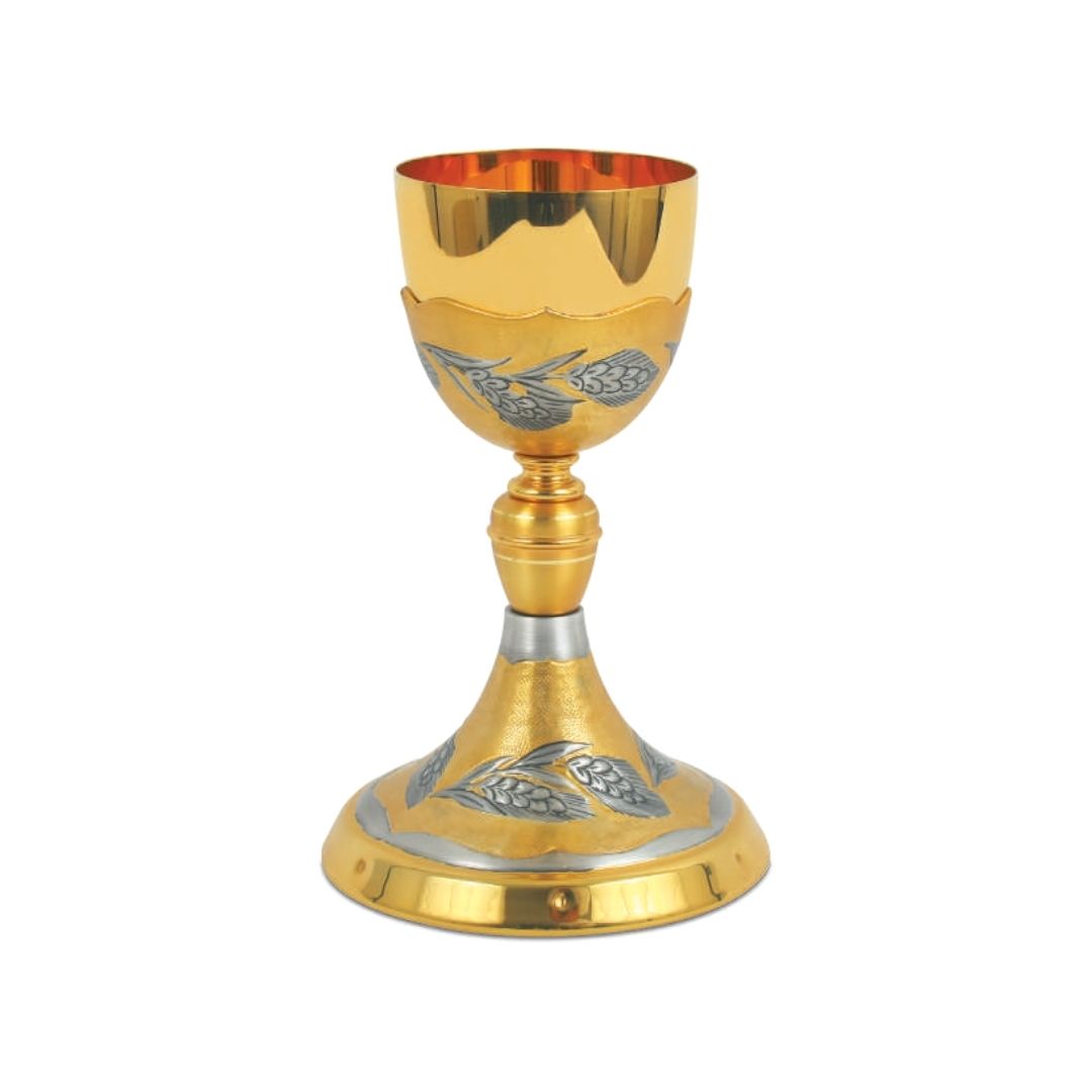 Silver or Bi-Color Chalice with hand chiseled Ears of Wheat