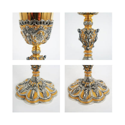 Chalice bi-color gold plated with images of Saints and Angels. 