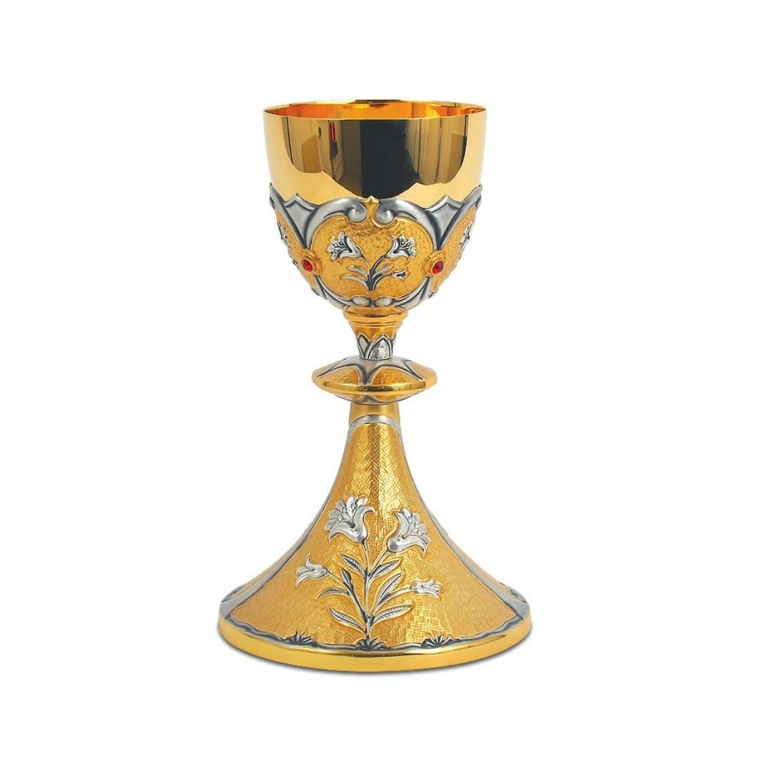 Chalice bi-color gold plated with images of The Annunciation.