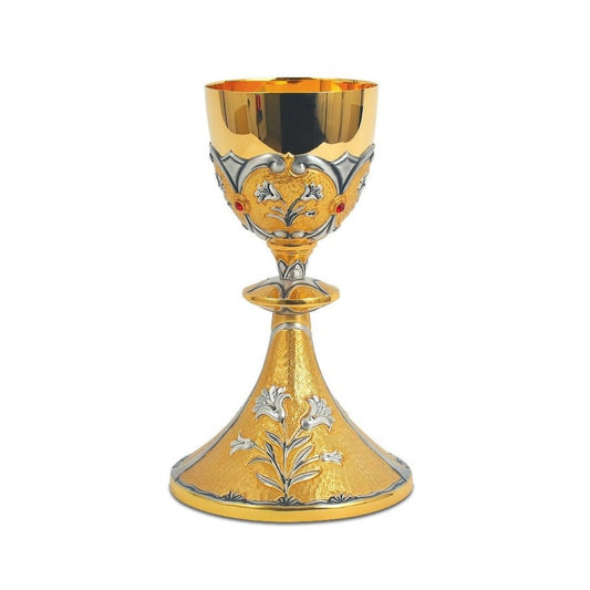 Chalice bi-color gold plated with images of The Annunciation.
