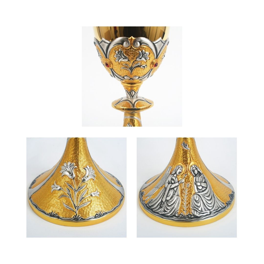 Chalice bi-color gold plated with images of The Annunciation.