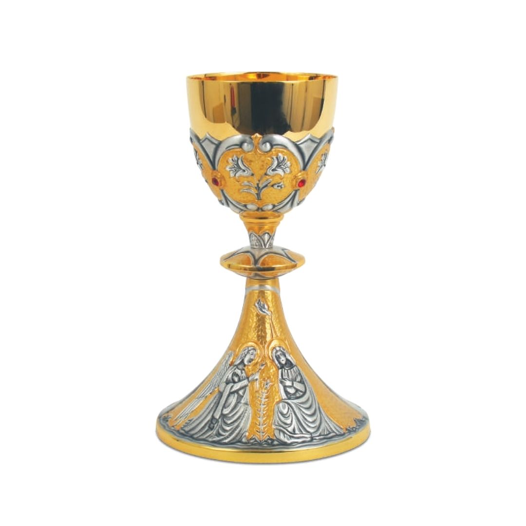 Chalice bi-color gold plated with images of The Annunciation.