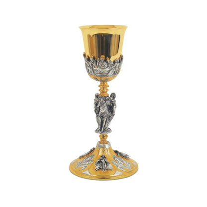 Chalice bi-color gold plated castwork with images of The Last Supper and Angels. 