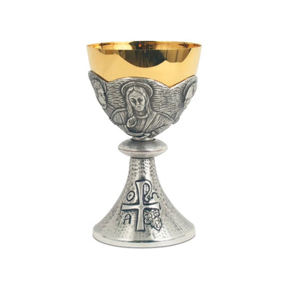 Chalice with chiseled  Last Supper motif in a Bi-Color or Silver finish