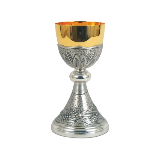 Silver or Bi-Color Chalice with hand chiseled Ears of Wheat