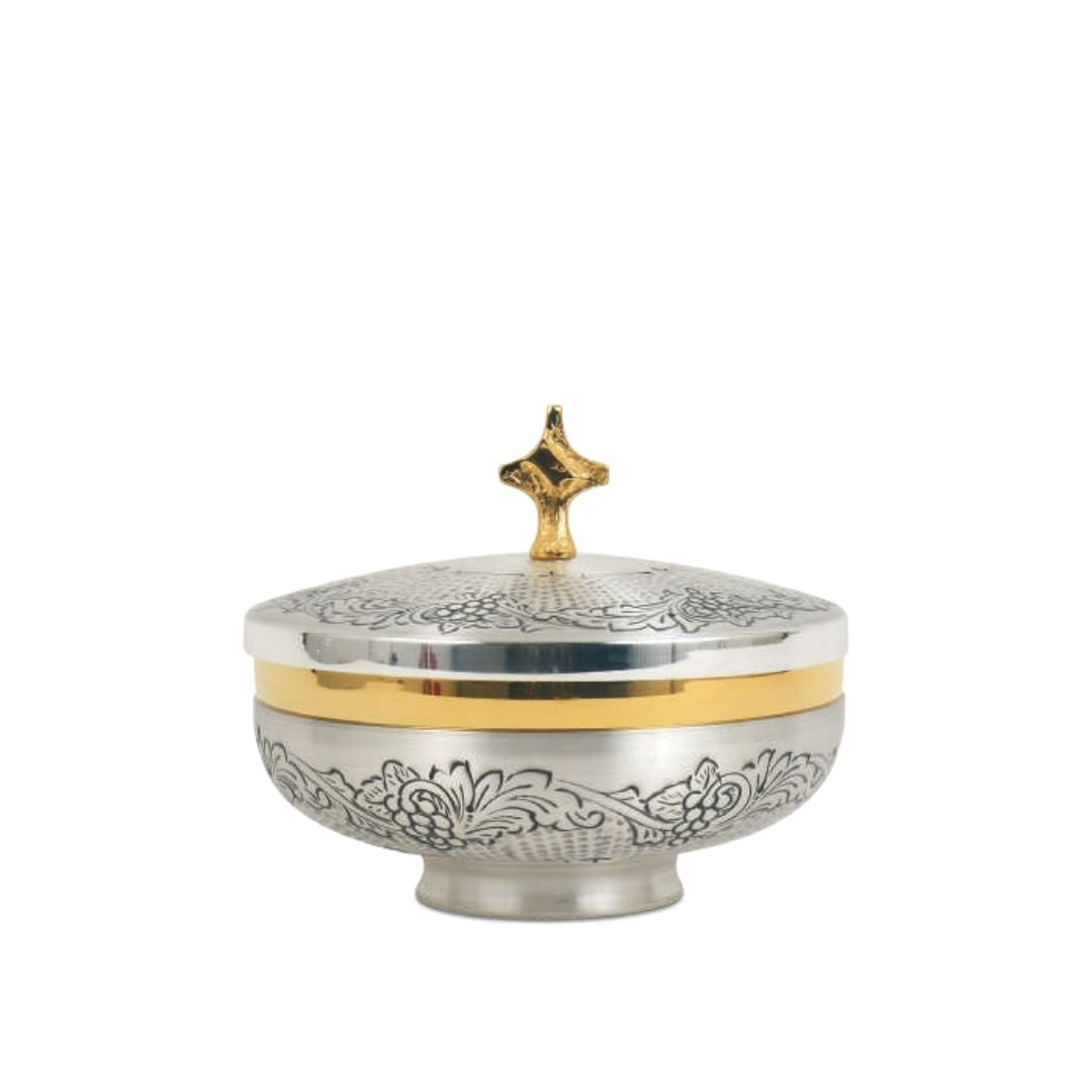 Silver or Bi-Color Ciborium with hand chiseled Grapes & Vines