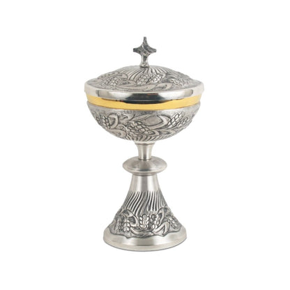 Silver or Bi-Color Ciborium with hand chiseled Ears of Wheat