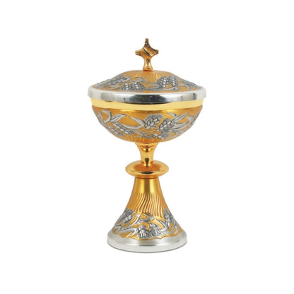 Silver or Bi-Color Ciborium with hand chiseled Ears of Wheat
