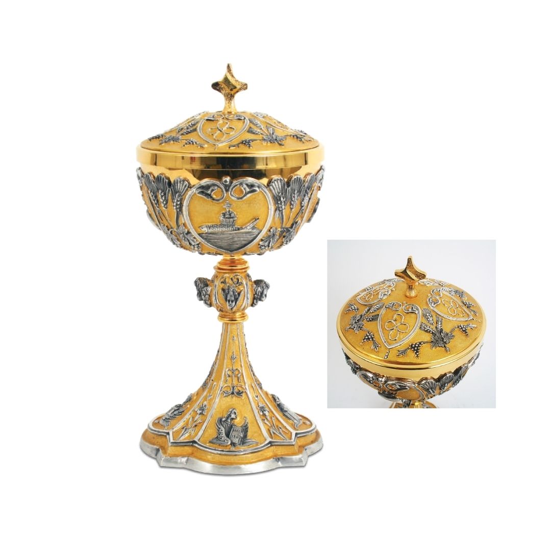 Ciborium with images of the four evangelist and wheat and grapes