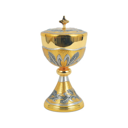 Silver or Bi-Color Ciborium with hand chiseled Ears of Wheat