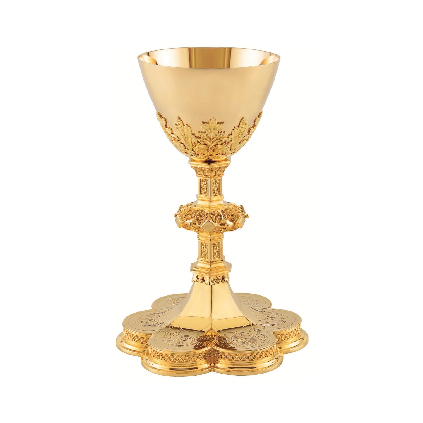 Chalice & Scale Paten in neo-gothic style , 9” Ht. sold by The Clergy Store