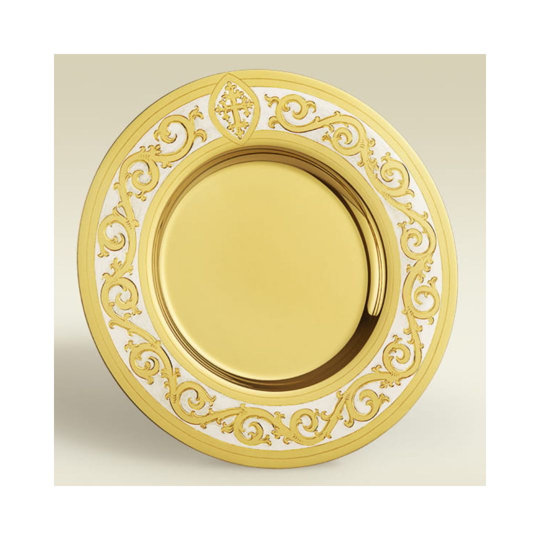 Chalice Well Paten 587 Floral and Cross Design sold by The Clergy Store