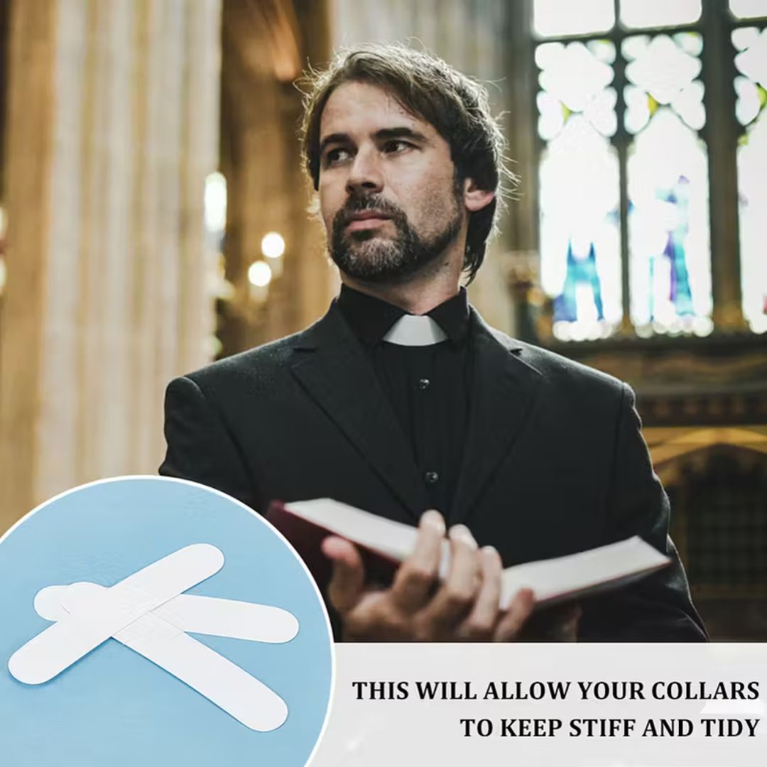 White clergy shirt collar tabs inserts