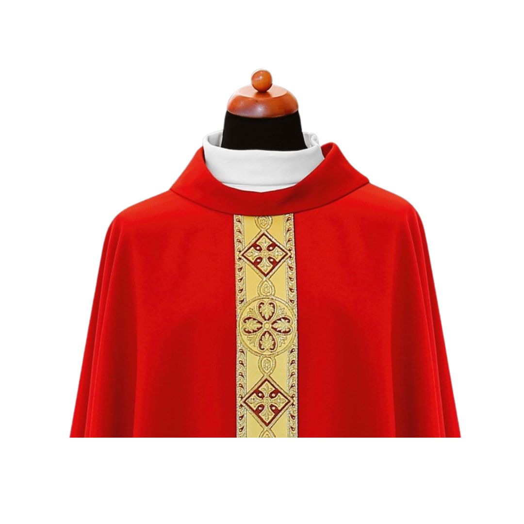 Chasuble with crosses on Italian brocade. Made in Poland and sold by The Clergy Store