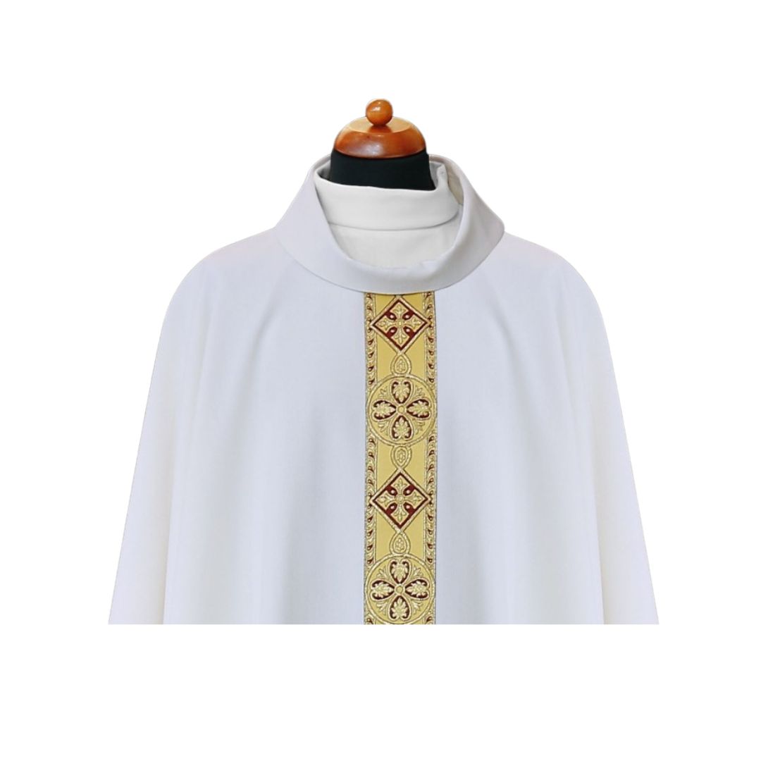 Chasuble with crosses on Italian brocade. Made in Poland and sold by The Clergy Store