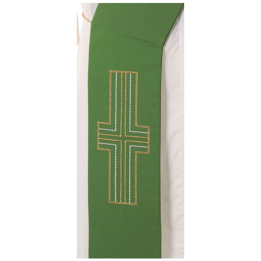 Deacon stole with cross design in ivory. Made in Italy and sold by The Clergy Store