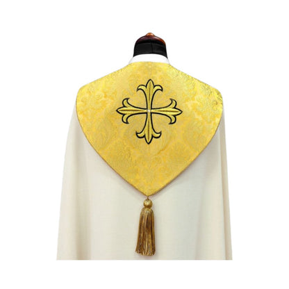 Cope with gold brocade and embroidered crosses made in Poland and sold by The Clergy Store