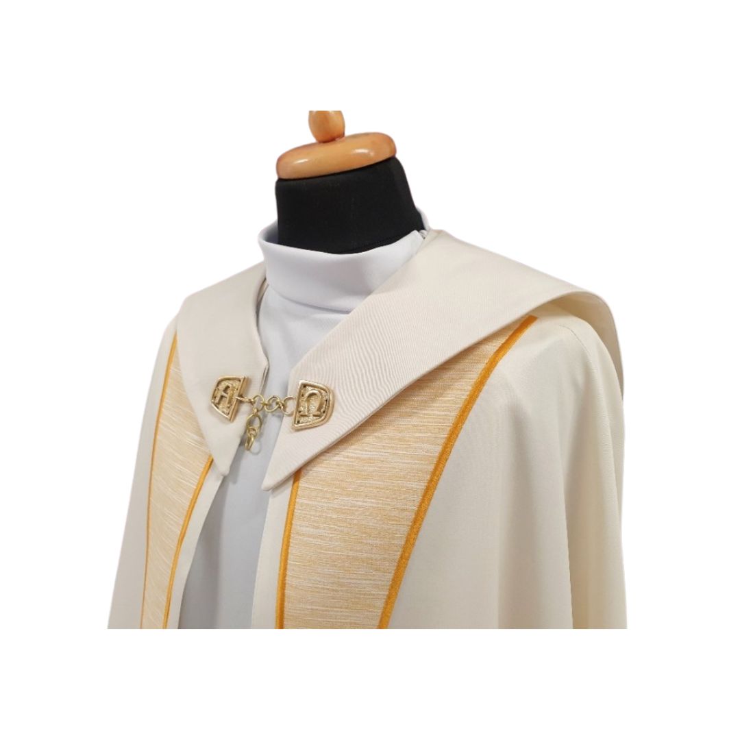 Modern Cope with IHS embroidery made in Poland and sold by The Clergy Store