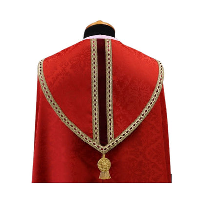 Damask Cope trimmed with high quality galloon. Made in Poland and sold By The Clergy Store