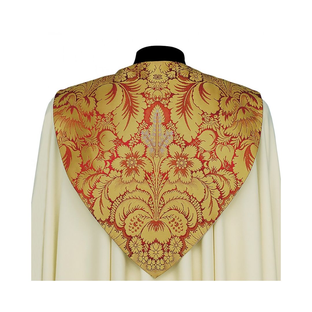 Roman Cope with Brocade Design in  45% polyester - 37% viscose - 18% metallic #135. Made in Italy and sold by The Clergy Store