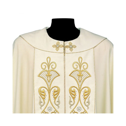 Roman Cope with Embroidery Giubileum Design in Wool Sablè #140. Made in Italy and sold by The Clergy Store