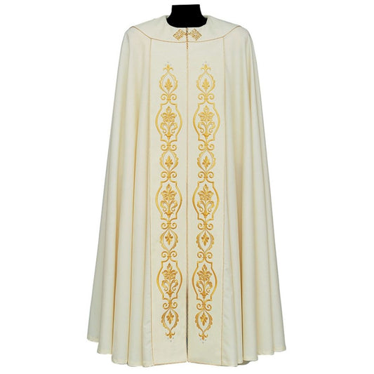 Roman Cope with Embroidery Daniela Design in Wool Sablè #169. Made in Italy and sold by The Clergy Store