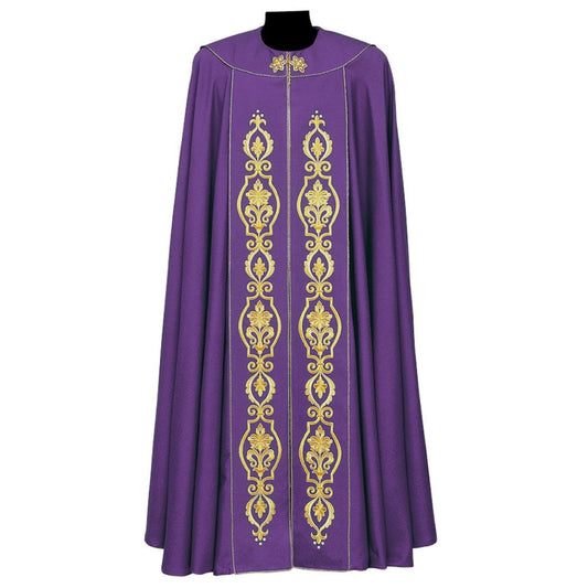 Roman Cope with Embroidery Daniela Design in Wool Sablè #169. Made in Italy and sold by The Clergy Store