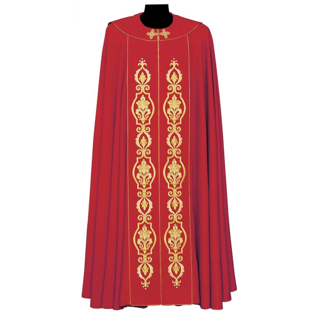 Roman Cope with Embroidery Daniela Design in Wool Sablè #169. Made in Italy and sold by The Clergy Store