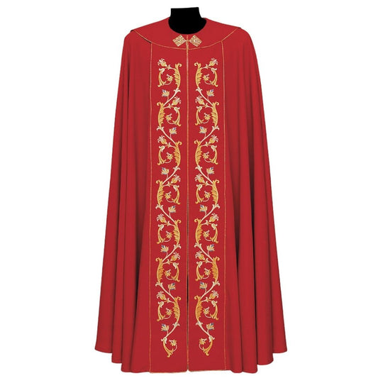 Roman Cope with Embroidery Melograni Design in Wool Sablè #170. Made in Italy and sold by The Clergy Store