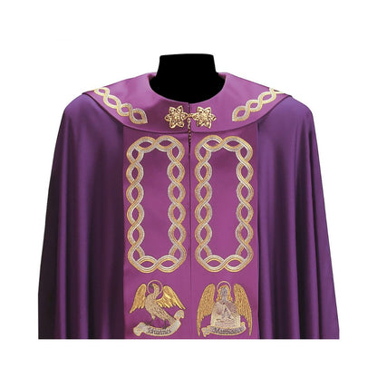 Roman Cope with Embroidery Evangelisti Design in Wool Sablè #184. Made in Italy and sold by The Clergy Store