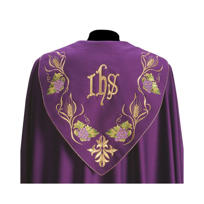 Roman Cope with Embroidery Aurora Design in Wool Sablè #189. Made in Italy and sold by The Clergy Store