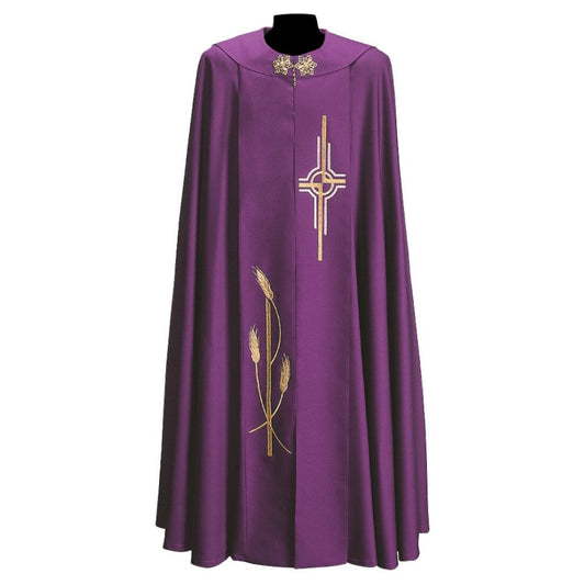 Roman Cope with Embroidery Cipriano Design in Wool Sablè #189. Made in Italy and sold by The Clergy Store