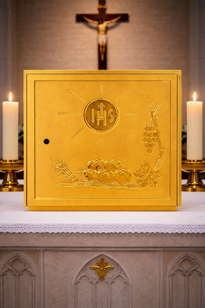 IHS Tabernacle 24K Gold Plated Made in Italy and sold by The Clergy Store