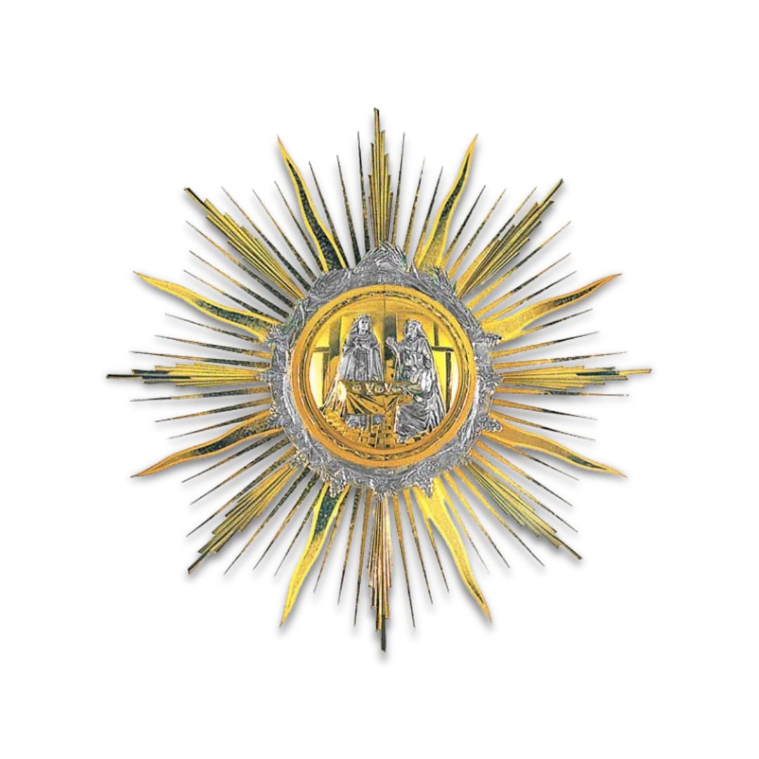 Contemporary 24K gold plated wall tabernacle with  Last Supper. Made in Italy and sold by The Clergy Store